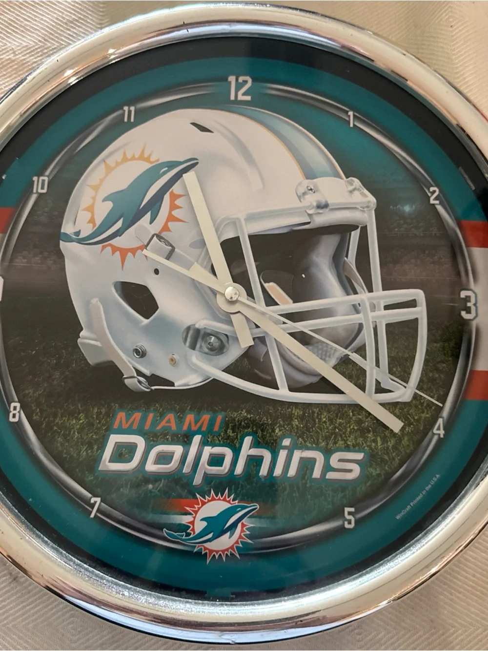 Wincraft Teal, White & Orange Miami Dolphins Wall Clock
